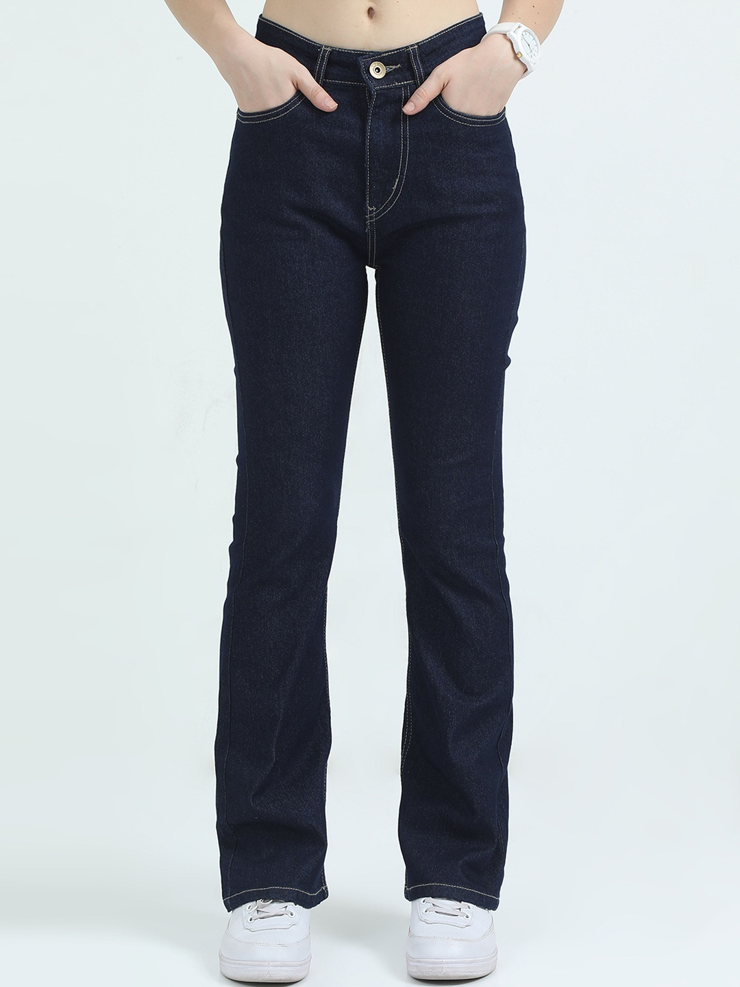 

ALTIVA Women Mid-Rise Comfort Regular Fit Clean Look Stretchable Jeans, Blue