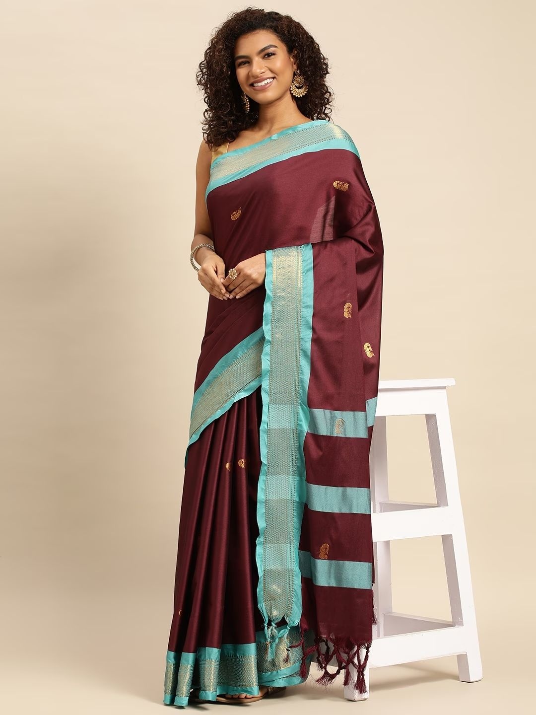 

DIVASTRI Woven Design Zari Silk Blend Paithani Saree, Maroon