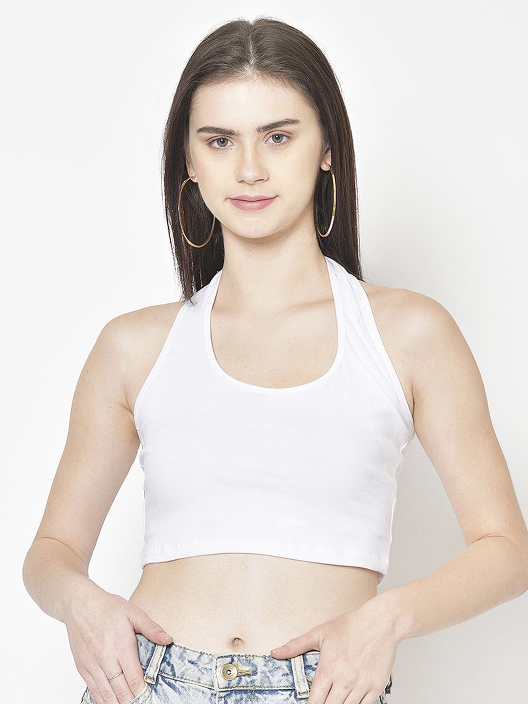 

Moda Rapido Cotton Tank Crop Top, White