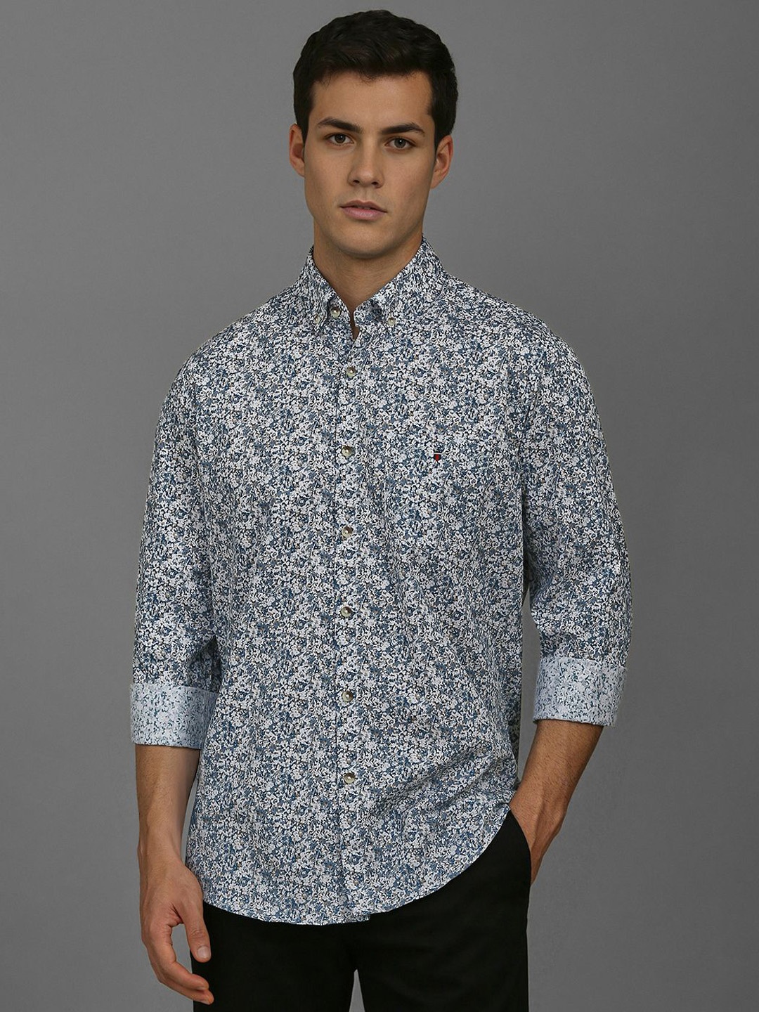 

Louis Philippe Sport Men Cotton Floral Printed Casual Shirt, Blue