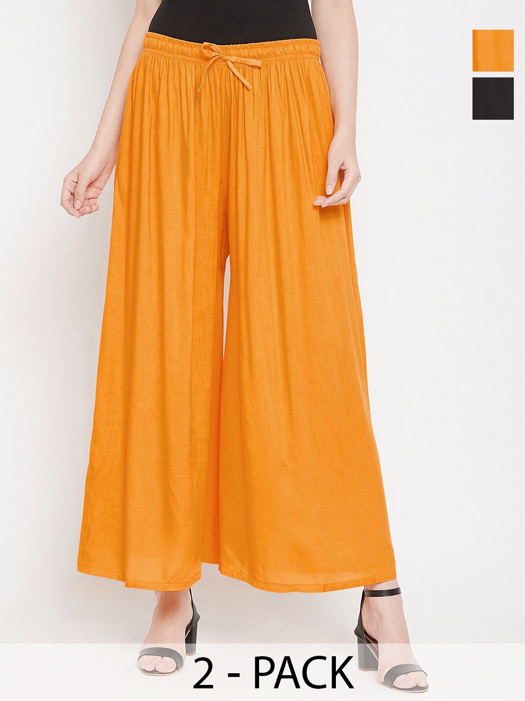 

Castle Lifestyle Women 2 Flared Palazzos, Mustard