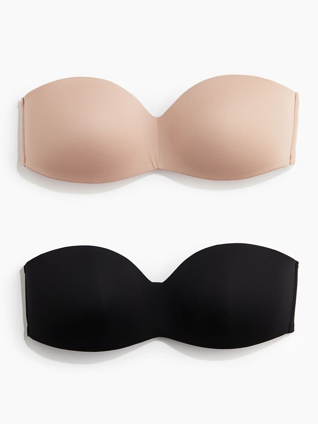

H&M 2-Pack Padded Microfibre Bandeau Bras, Black
