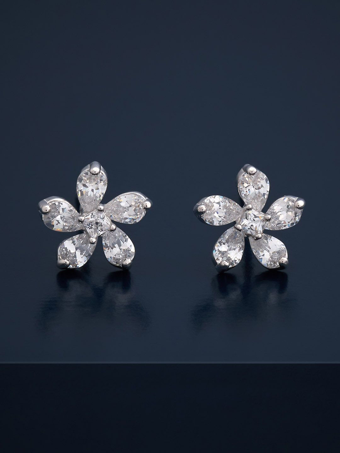 

Kushal's Fashion Jewellery 92.5 Silver Rhodium-Plated Zircon Classic Studs