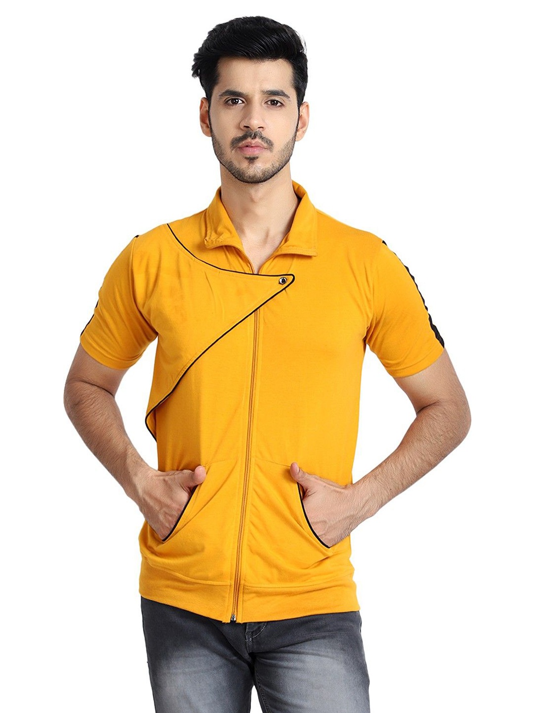 

Black Collection Men Solid Slim Fit T-shirt, Mustard