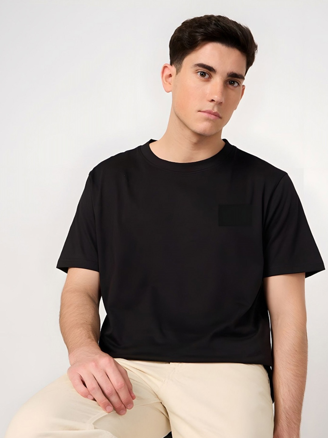 

Moda Rapido Men Typography Printed Round Neck Cotton T-shirt, Black