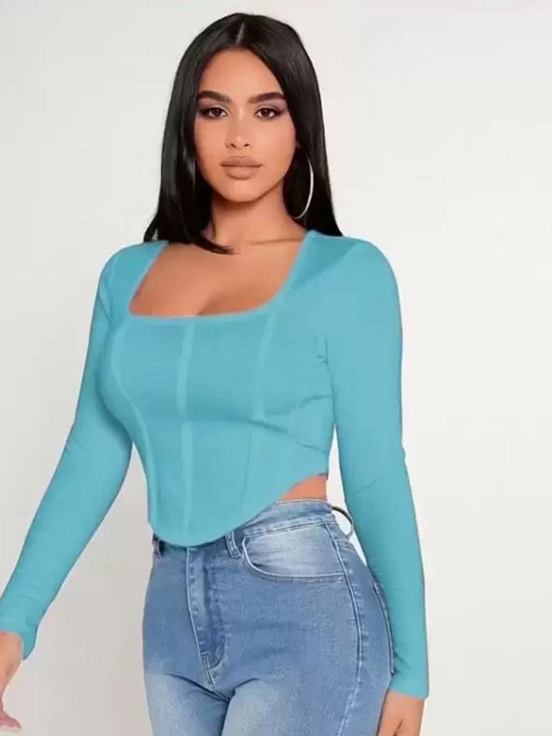 

WESTCHIC Crepe Crop Top, Blue