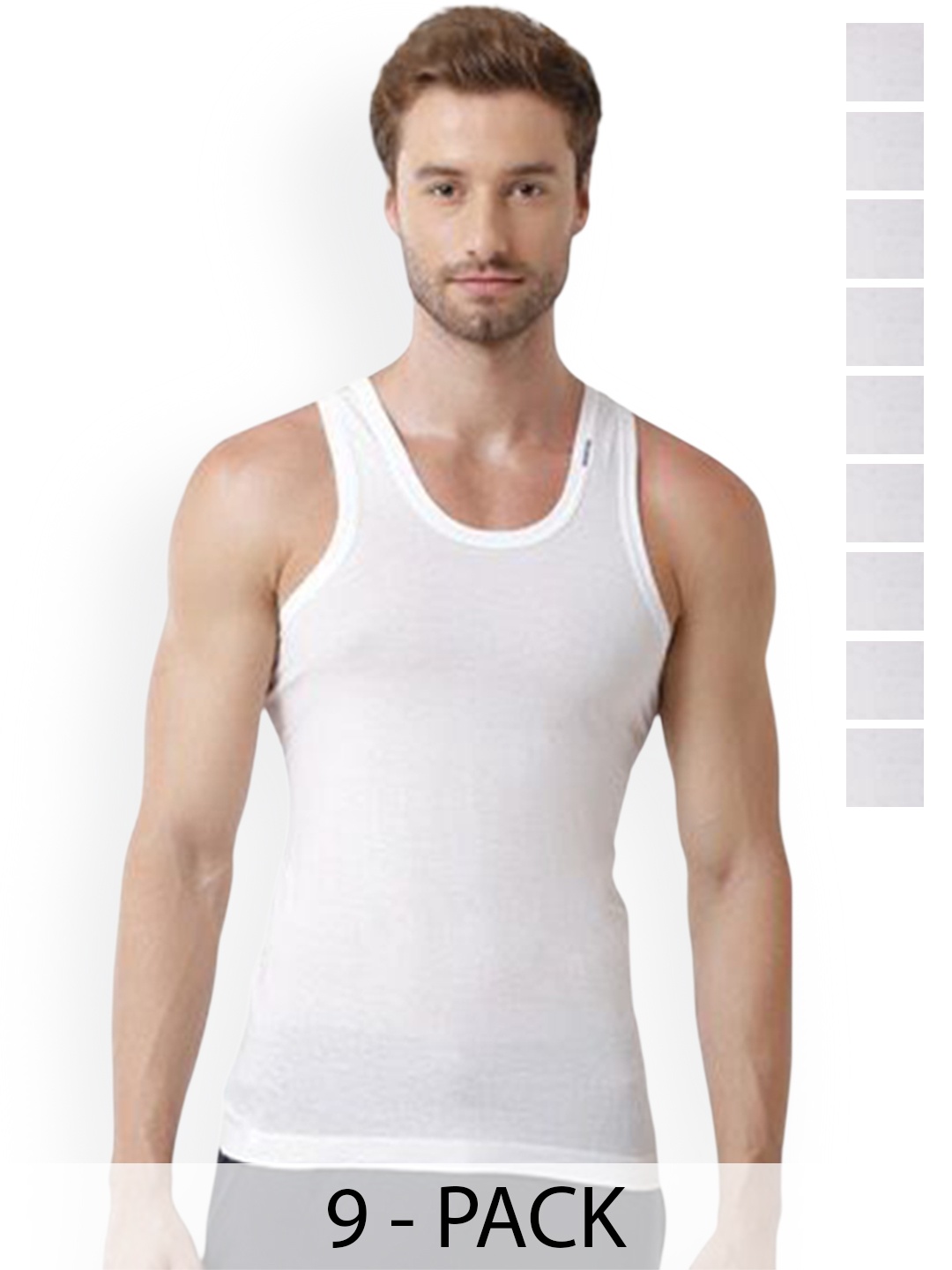 

Rupa Pack Of 9 Cotton Innerwear Vests - Frontline-White-Vest-RN-9-105