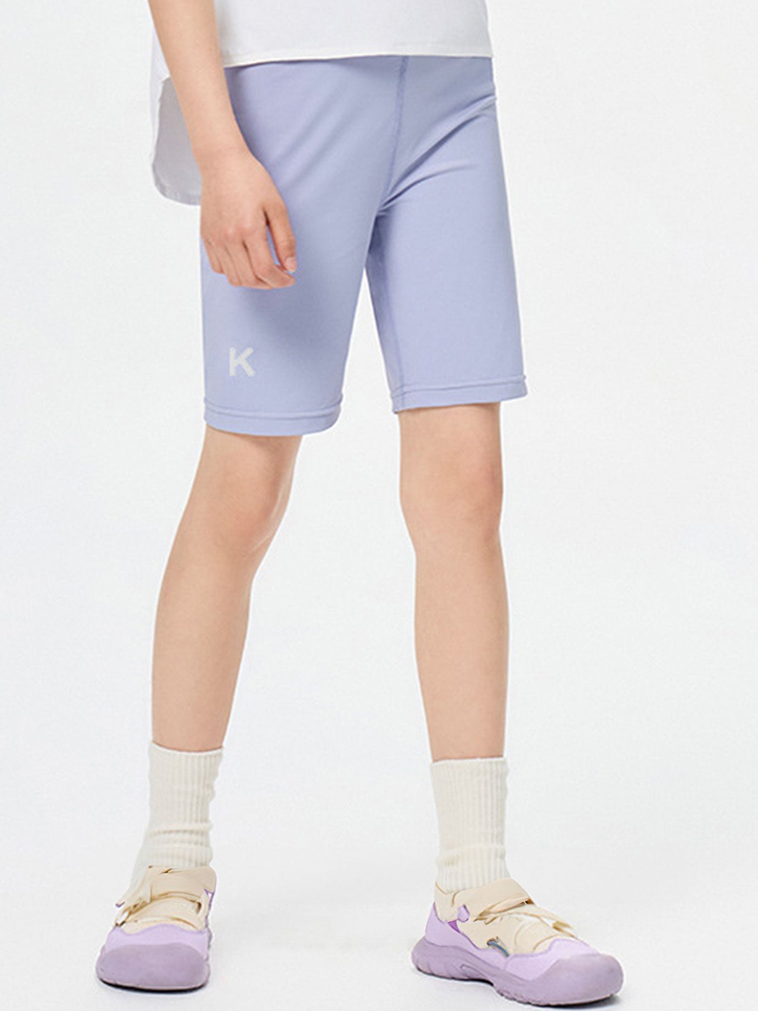 

LULU & SKY Girls Slim Fit High-Rise Sports Shorts, Lavender