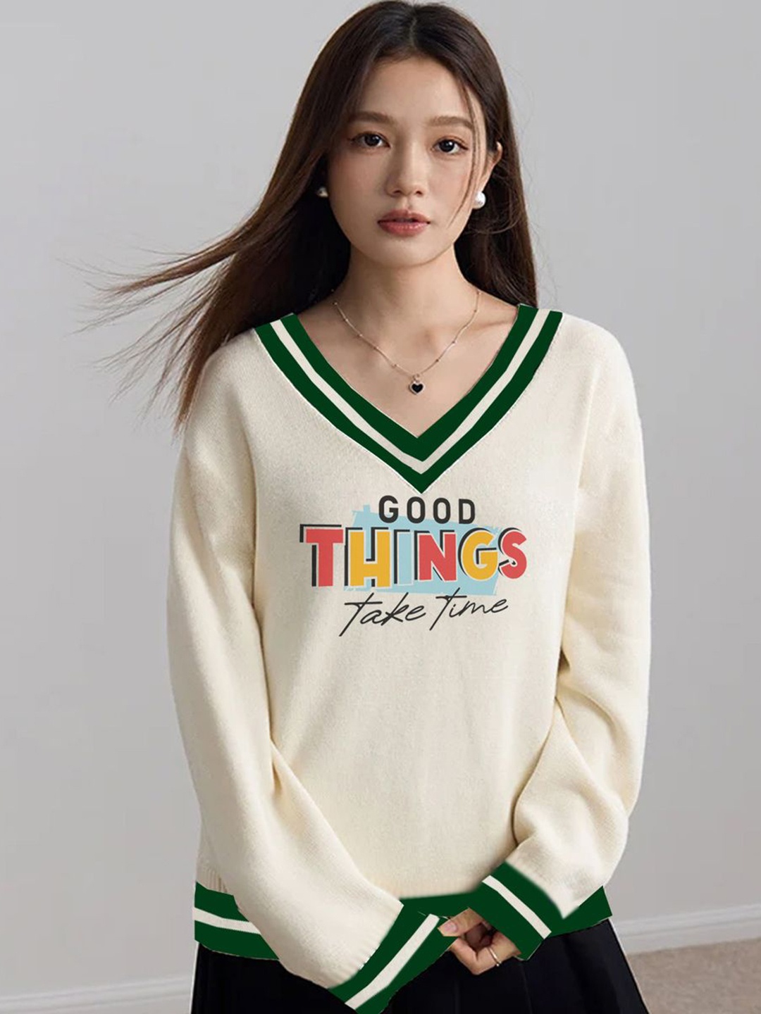 

Moda Rapido Women Varsity Printed Sweatshirt, Off white