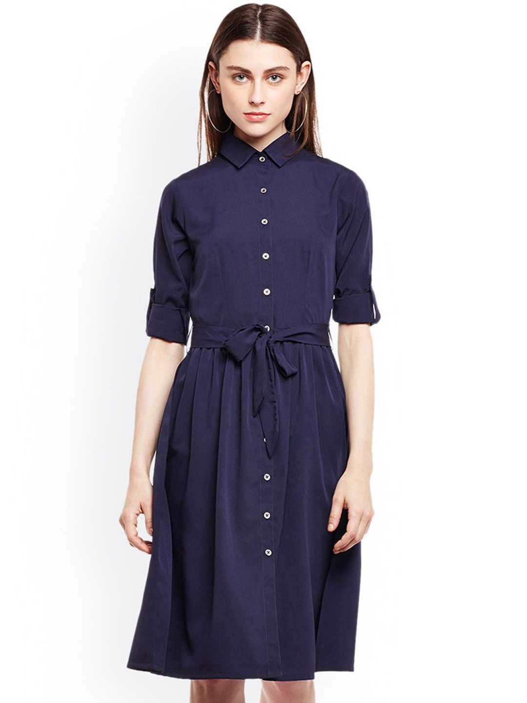 

Chemistry Women Shirt Knee Length Dress, Navy blue