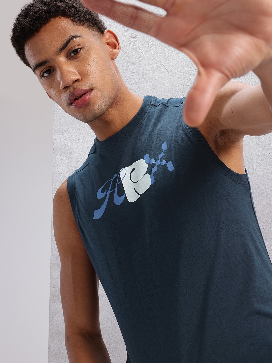 

HRX by Hrithik Roshan Brand Logo Print Lifestyle T-shirt, Navy blue