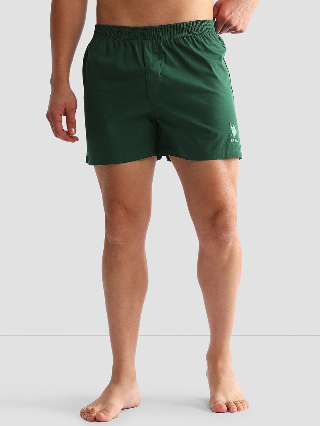 

U.S. Polo Assn. Pack Of 1 Solid Cotton Inner Boxers, Green