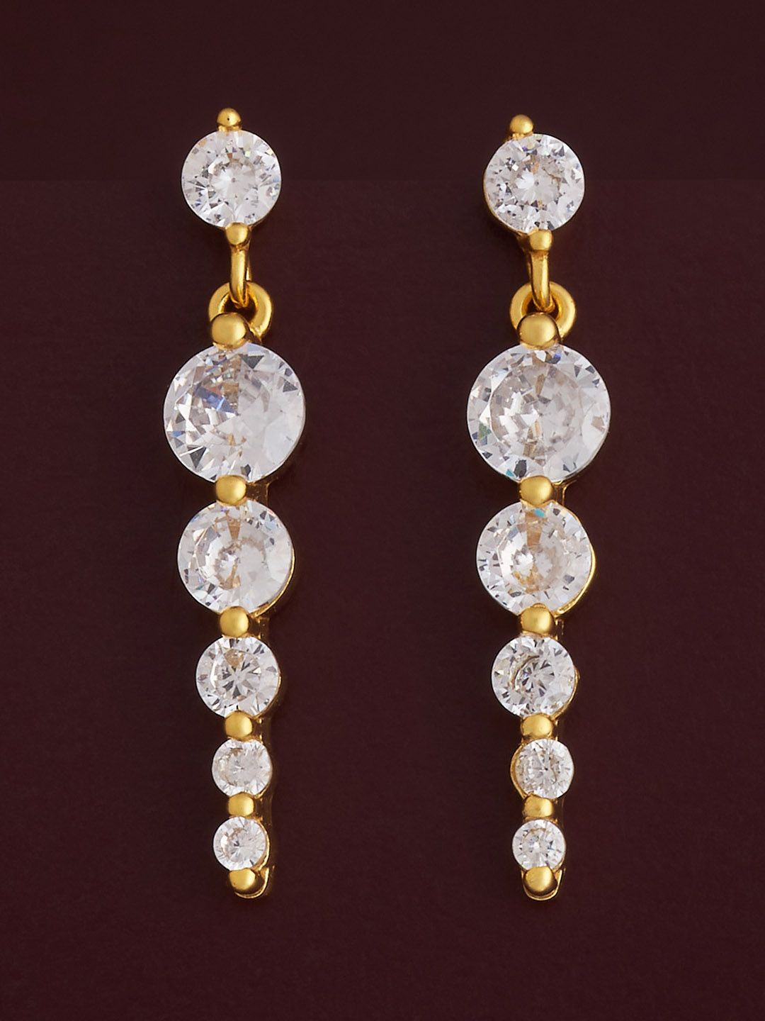 

Kushal's Fashion Jewellery 92.5 Silver Gold Plated CZ Drop Earrings