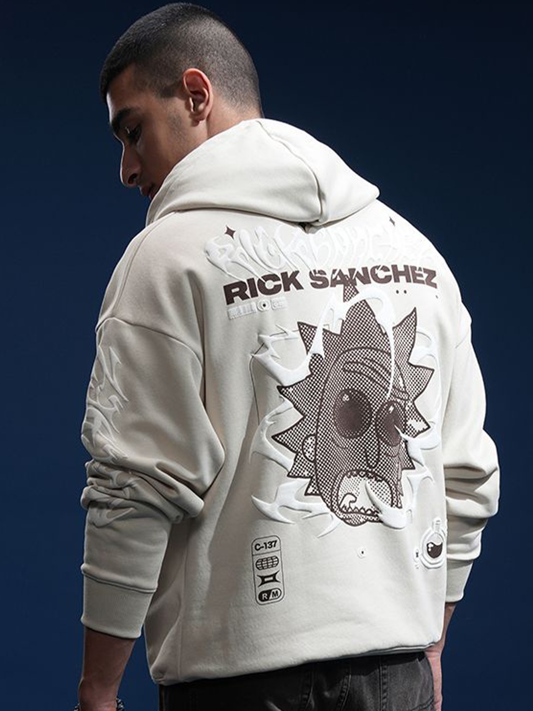 

HIGHLANDER Men Graphic Printed Oversized Drop Shoulder Hoodie Sweatshirt, Beige