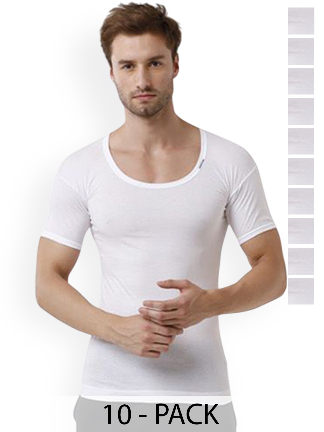 

Rupa Pack Of 10 Pure Cotton Undershirt Vests, White