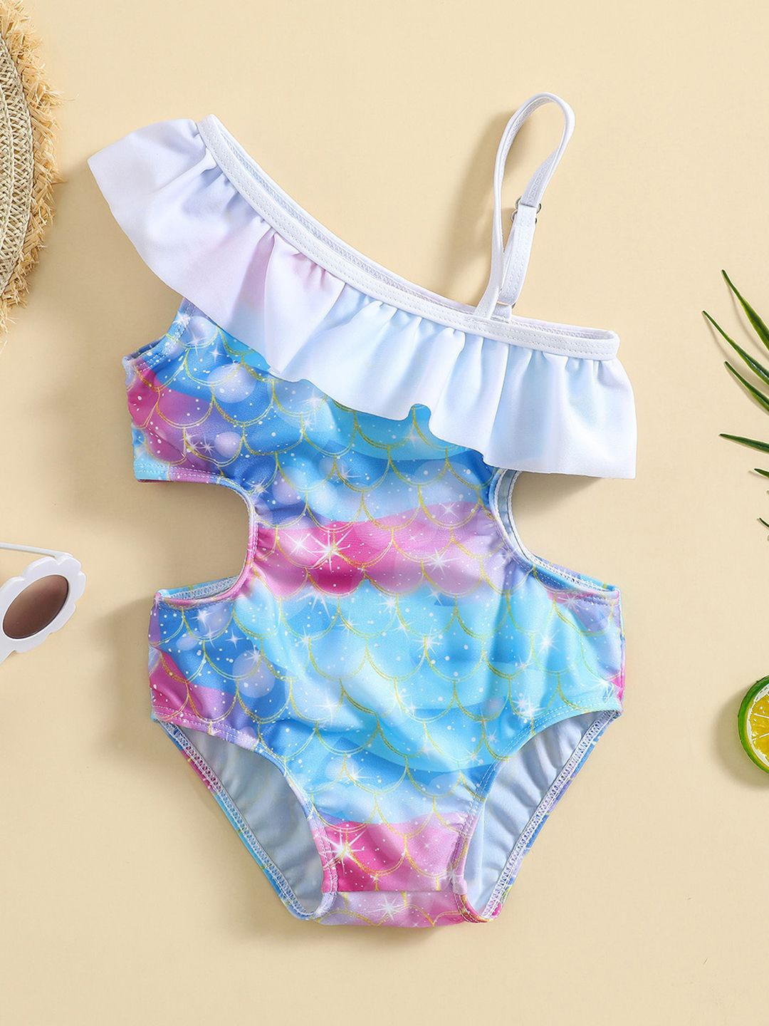 

YK Girls Printed Swimwear Bodysuit, Multi