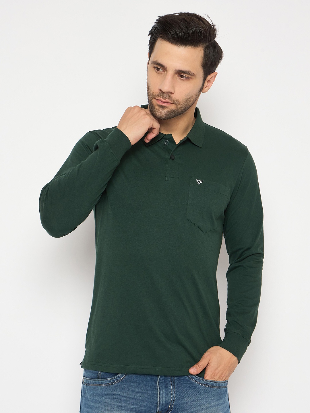 

NEVA Men Solid Polo Collar Cotton T-shirt, Teal