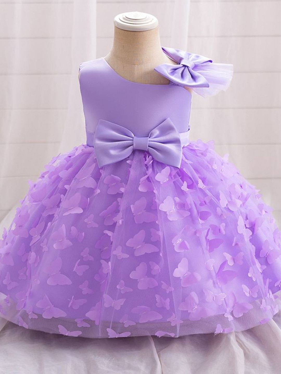 

LULU & SKY Girl Asymmetric Neck Fit & Flare Dress, Purple