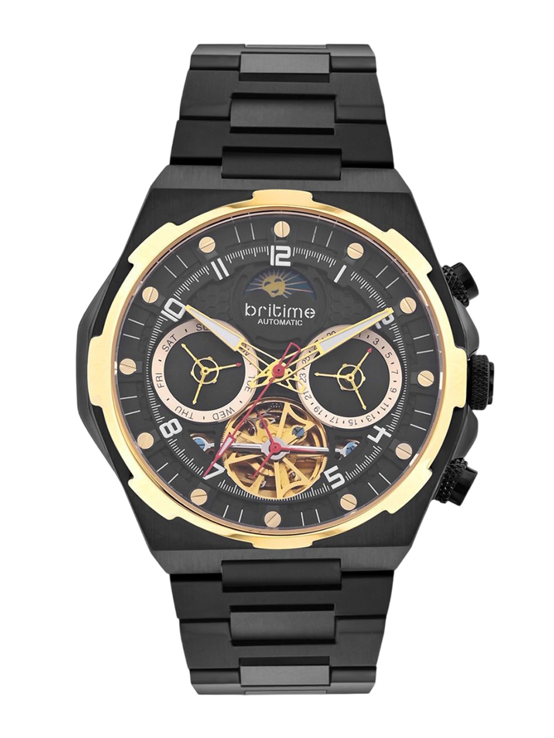 

Britime Men Dial & Stainless Steel Bracelet Style Straps Analogue Powered Watch 489-M20406, Black