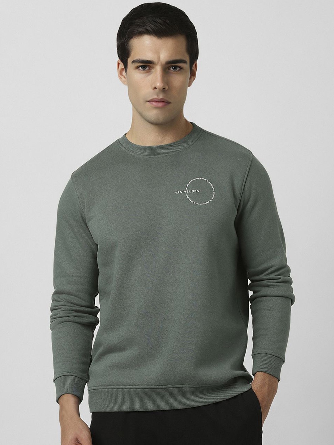 

Van Heusen Flex Men Brand Logo Printed Antimicrobial Pullover Sweatshirt, Green