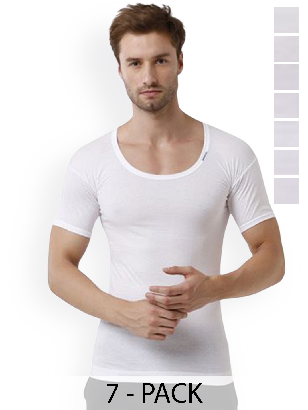 

Rupa Pack Of 7 Cotton Undershirt Vests Frontline-White-Vest-RNS-7-85