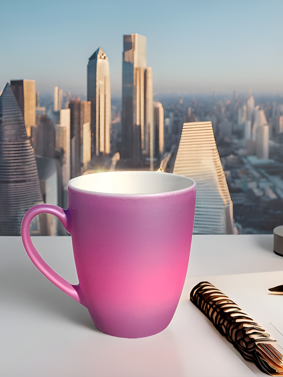 

Shreedah Purple And Pink Easy to Clean Ceramic Matte Mugs