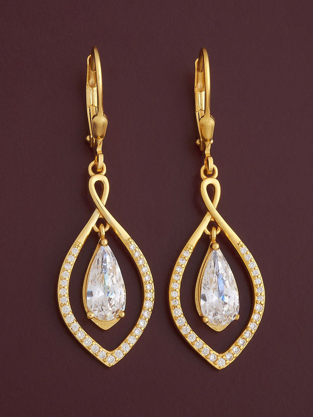 

Kushal's Fashion Jewellery 92.5 Silver Gold-Plated Classic CZ-Studded Hoop Earrings