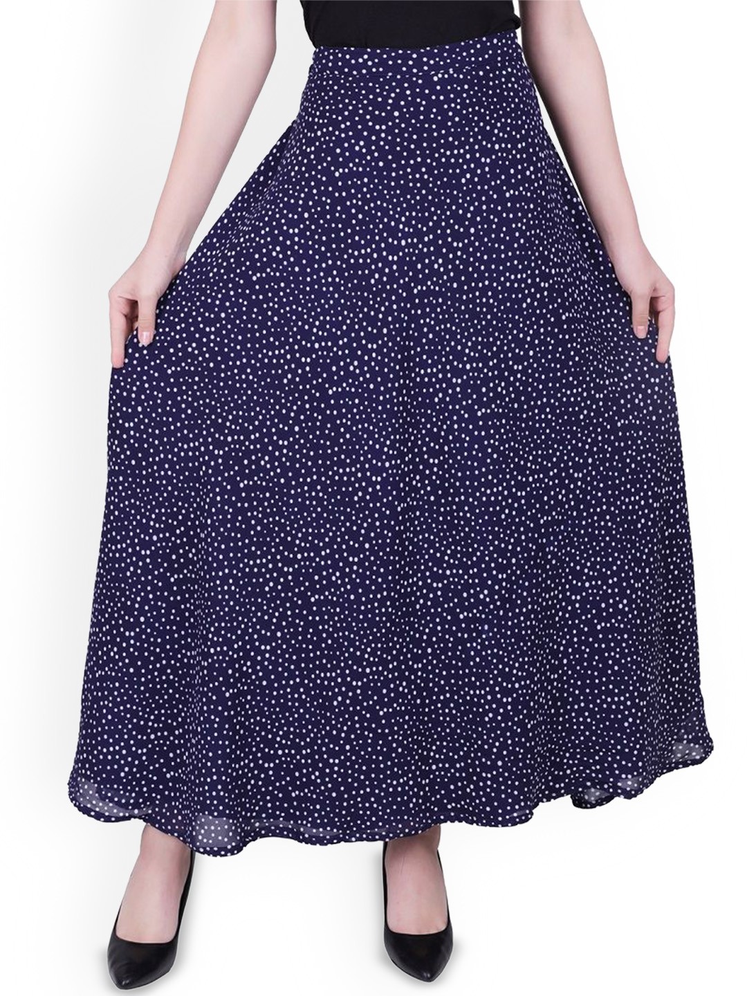 

Warsian Printed Flared Maxi Skirt, Blue