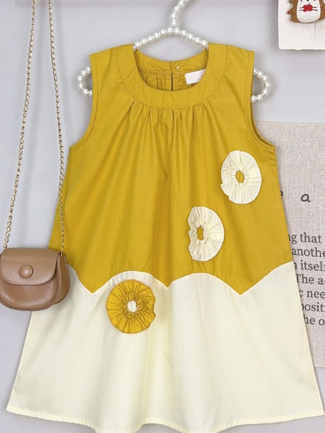 

LULU & SKY Girls Colourblocked A-Line Dress, Yellow