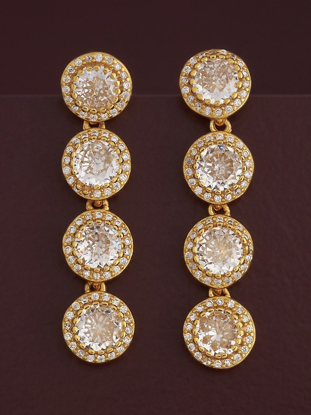 

Kushal's Fashion Jewellery 92.5 Silver Gold-Plated CZ-Studded Classic Drop Earrings