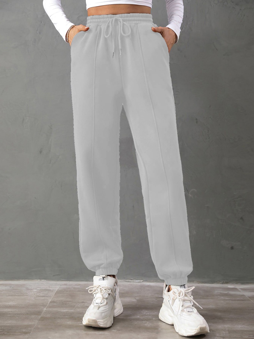 

CORSICA Women Loose Fit High-Rise Joggers Trousers, Grey