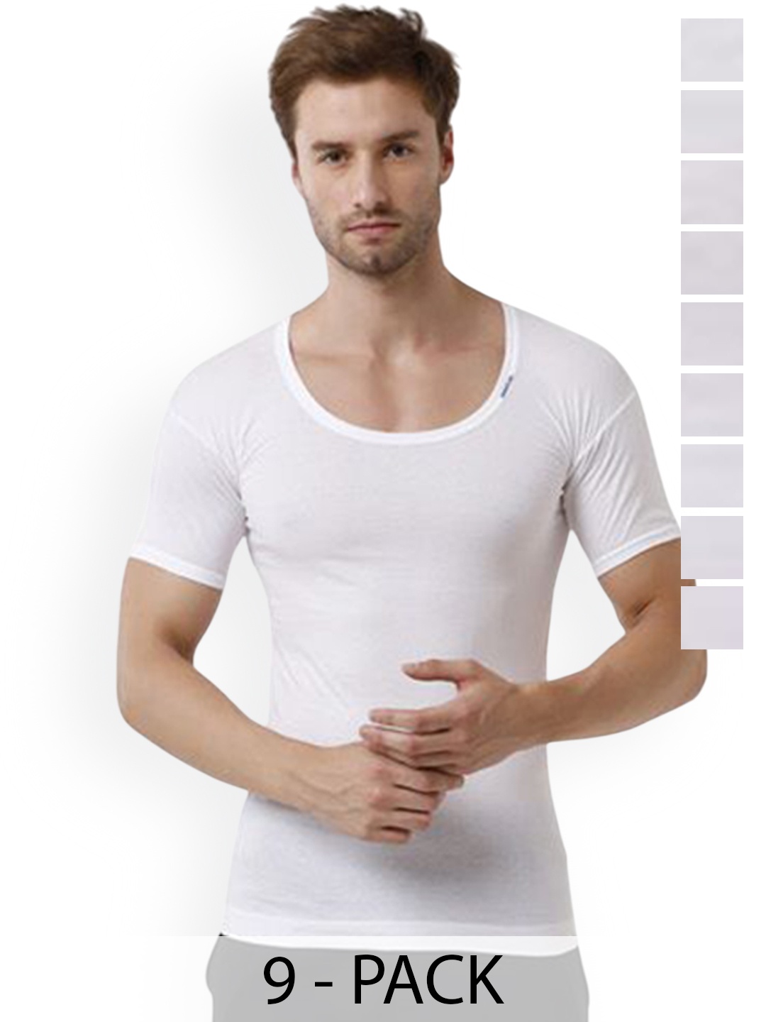 

Rupa Pack Of 9 Cotton Undershirt Vests Frontline-Air-White-RNS-9-85