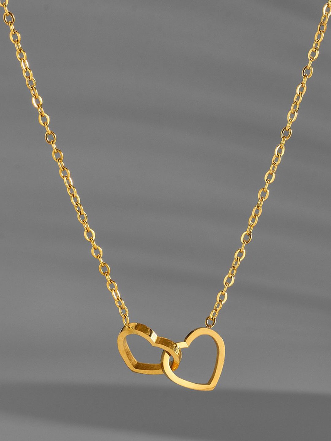 

BEYTER Stainless Steel Interlocked Heart Design Minimal Chain, Gold