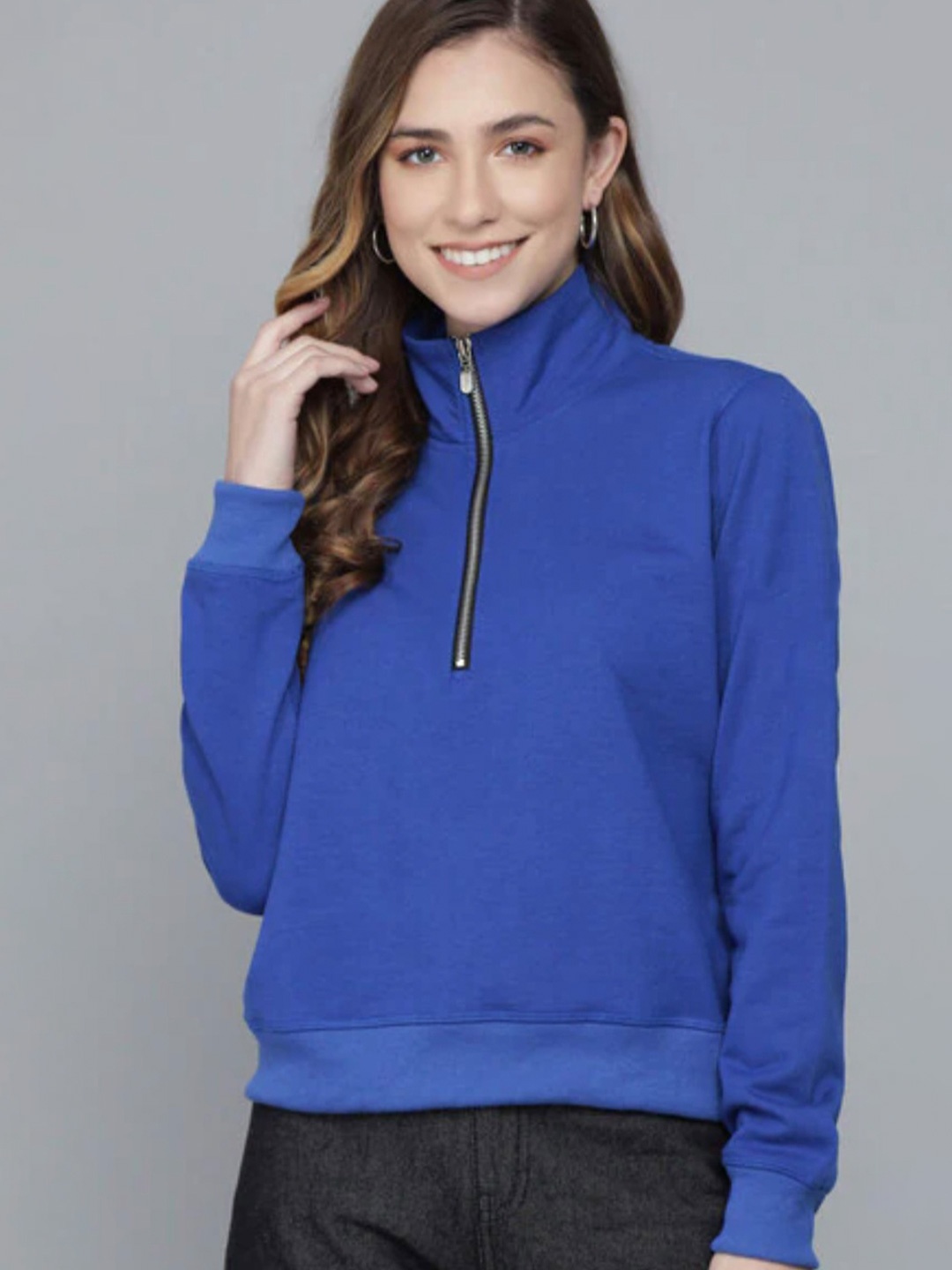 

HILFIRE REGION Women Fleece Mock Collar Sweatshirts, Blue