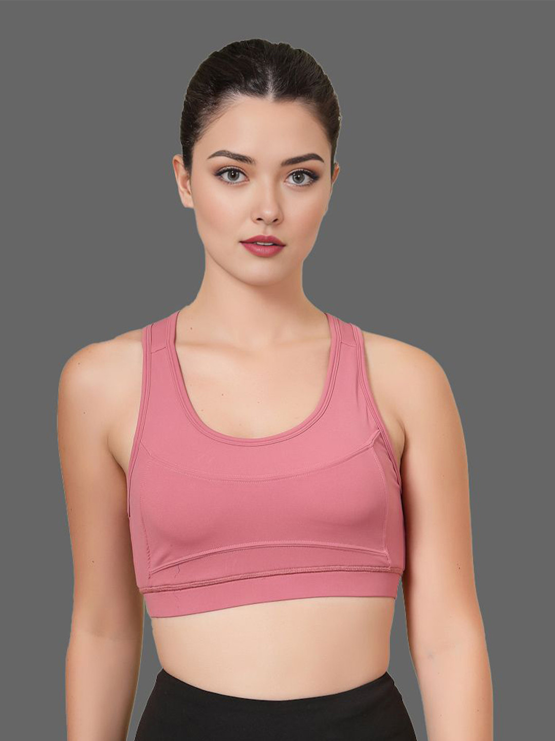 

HRX by Hrithik Roshan Women Solid Full Coverage Lightly Padded Dry Fit Workout Bra, Pink