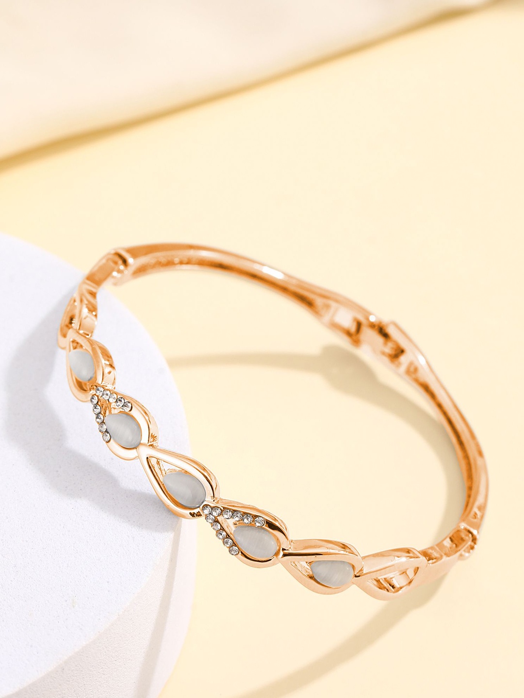 

Shining Diva Fashion Rose Gold-Plated Crystals Studded Bangle-Style Bracelet