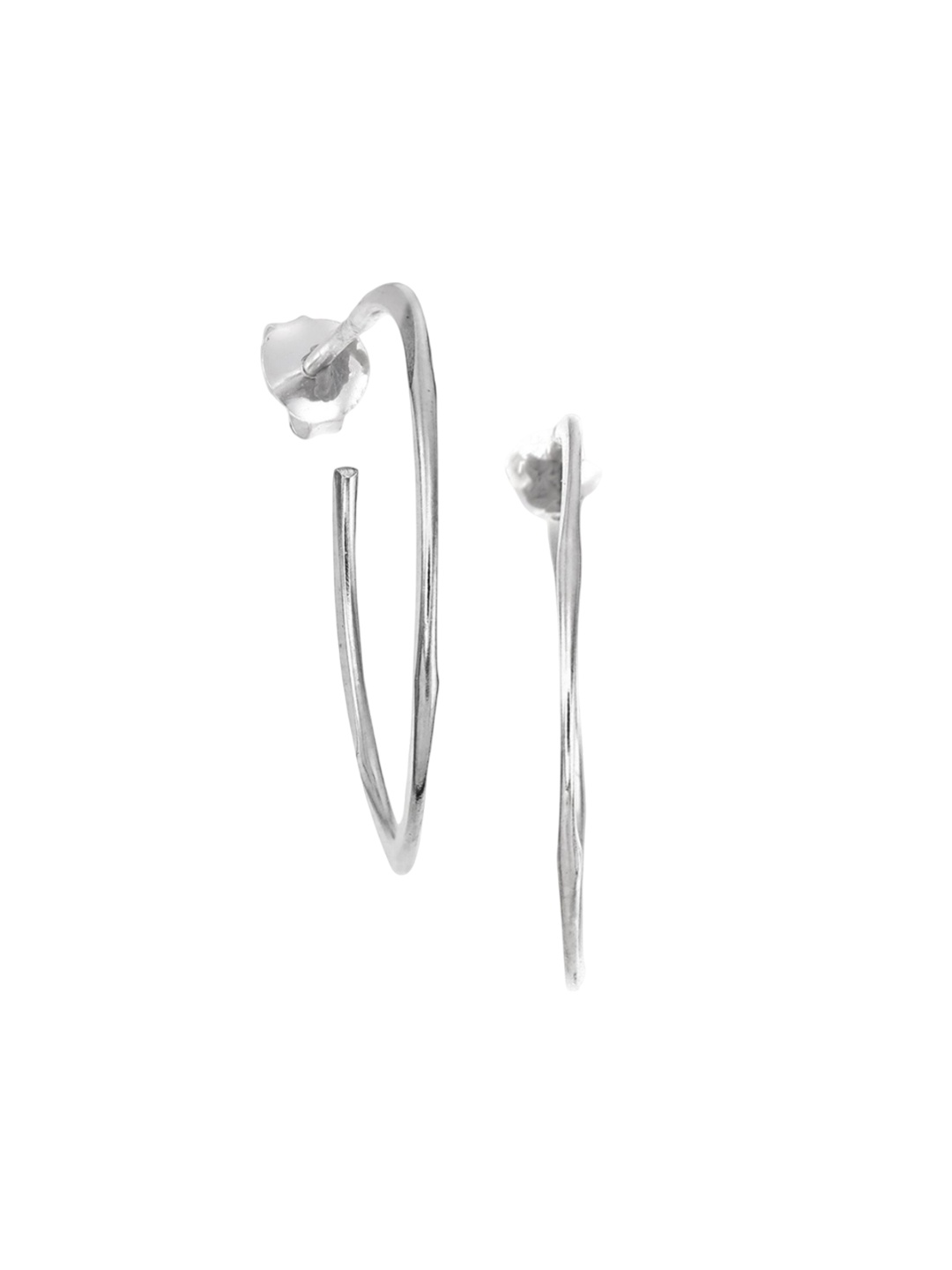 

ISHI New York Sterling Silver Crescent Shaped Hoop Earrings