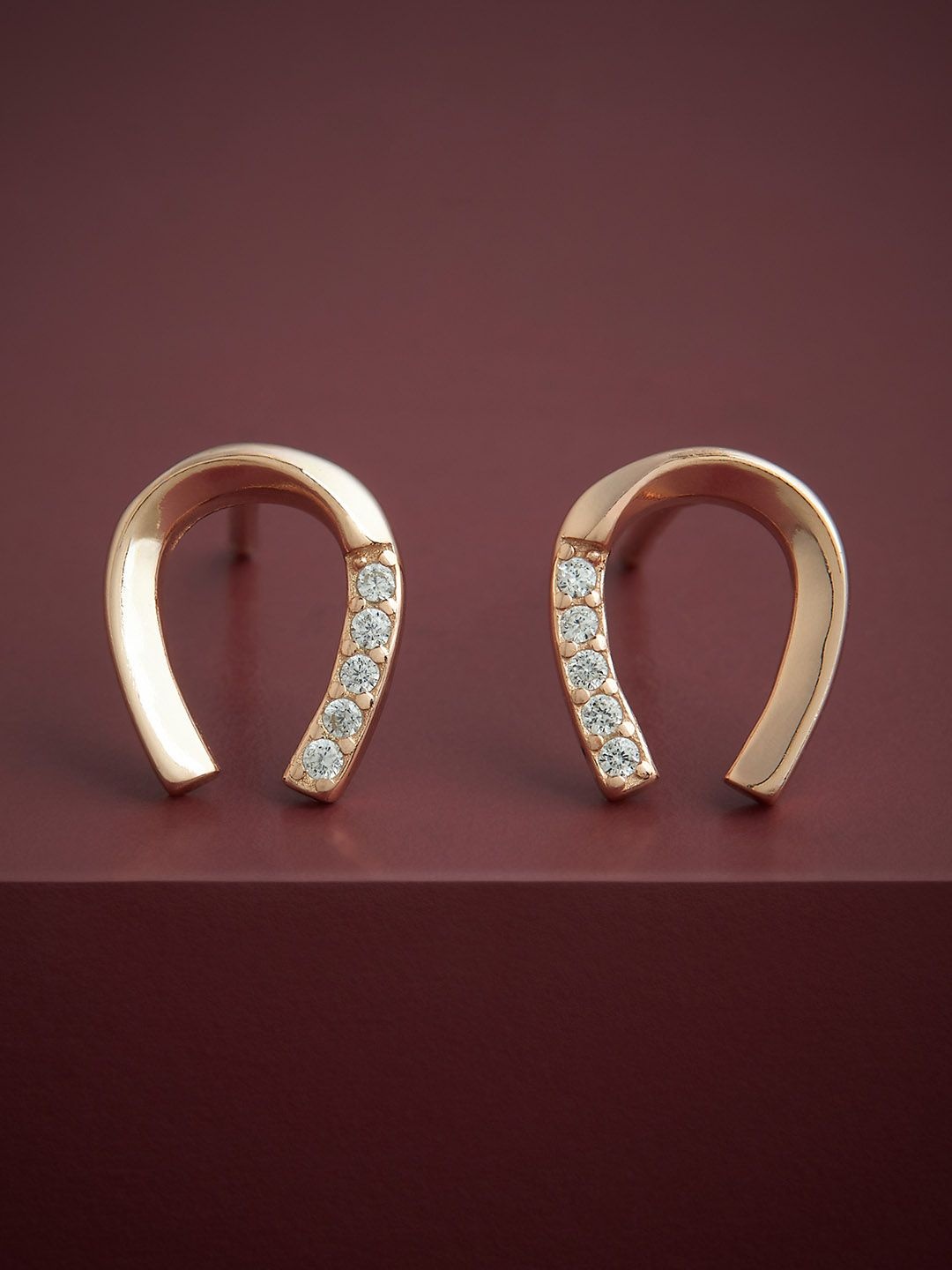 

Kushal's Fashion Jewellery 92.5 Silver Rose Gold Plated Studs Earrings