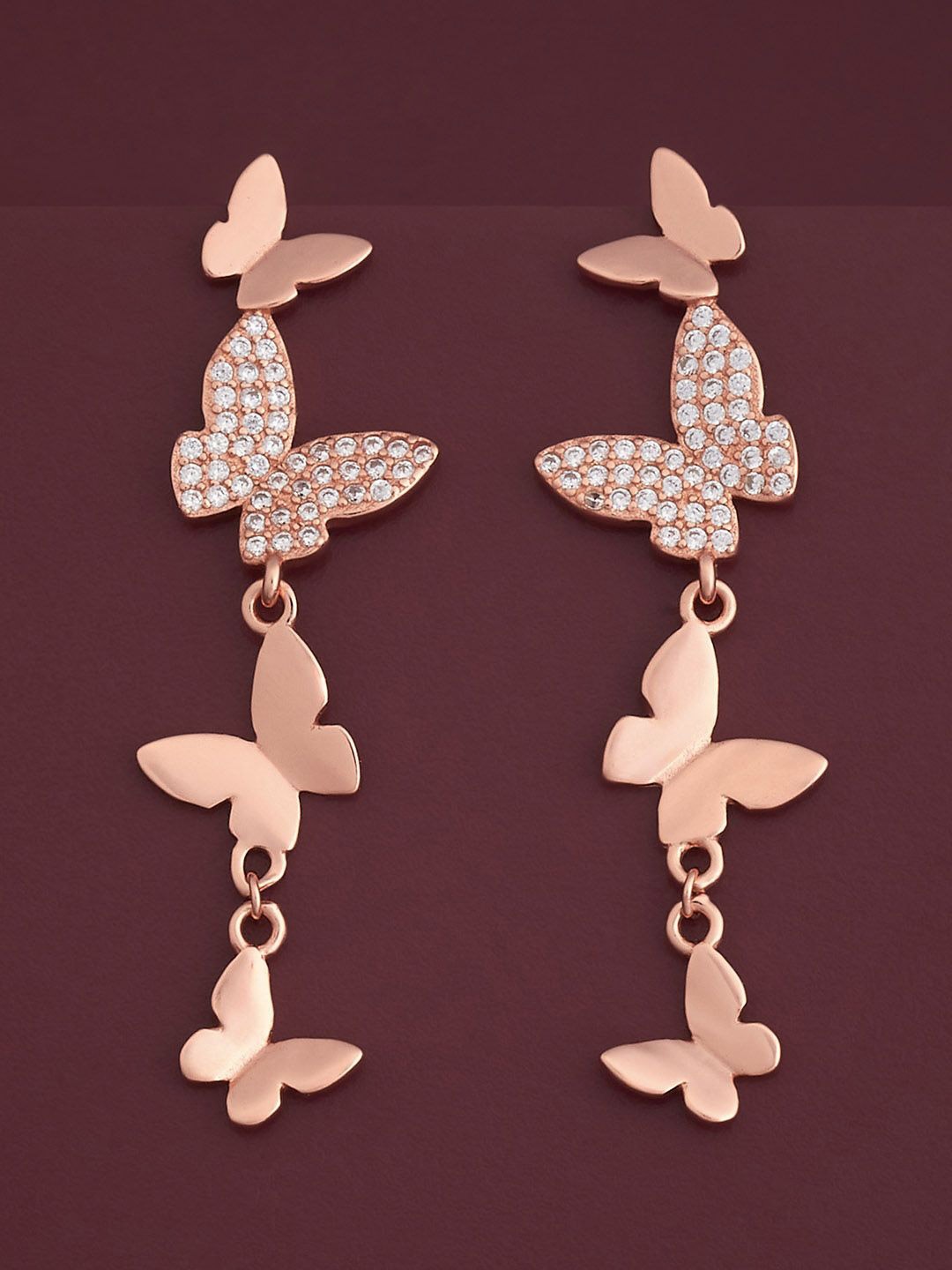 

Kushal's Fashion Jewellery Rose Gold-Plated 92.5 Silver Zircon Drop Earrings, White