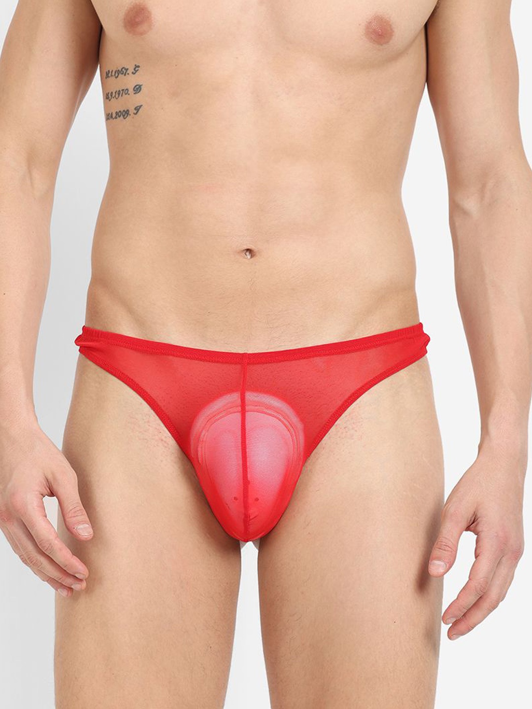 

La Intimo Men Low Rise Inner Elastic Thong Briefs - ILITH022RD, Red