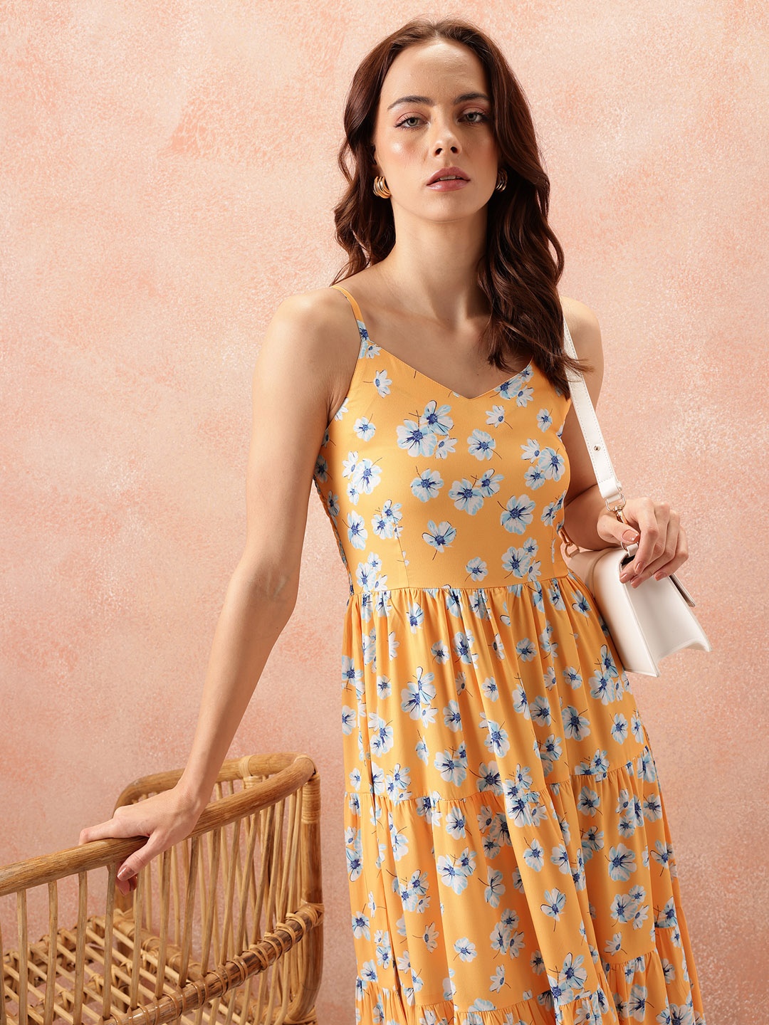 

all about you Floral Print Fit & Flare Maxi Dress, Yellow