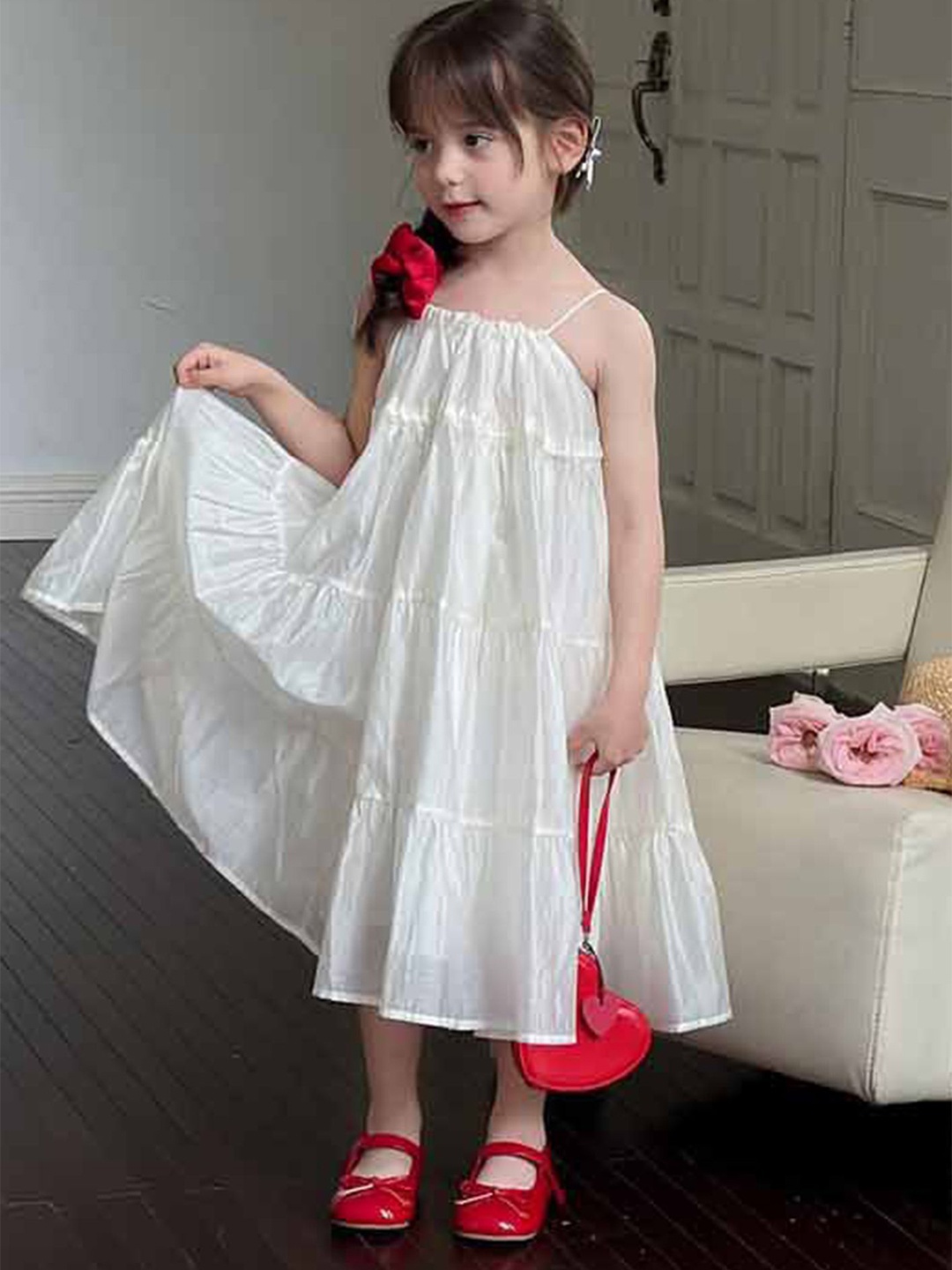 

LULU & SKY Girls A-Line Tiered Dress, White