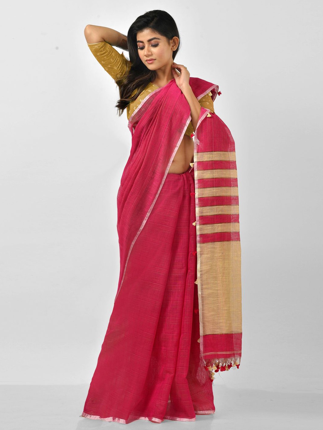 

Crochetin Woven Design Zari Saree, Pink