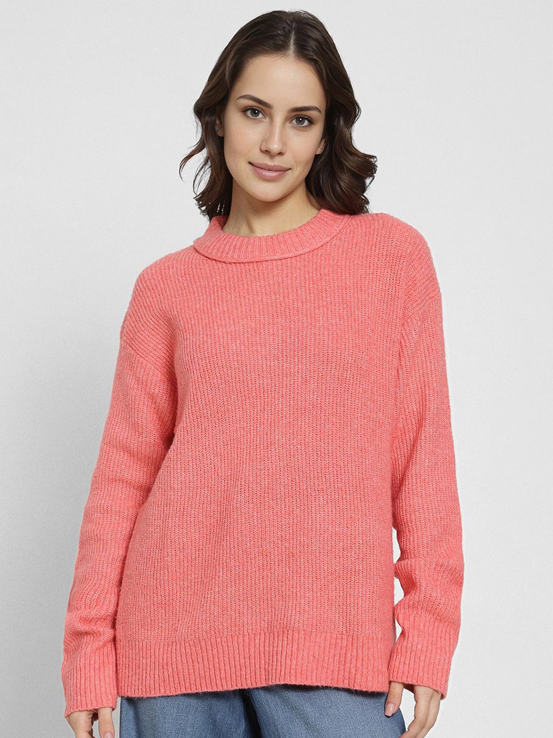 

AMERICAN EAGLE OUTFITTERS Women Ribbed Pullover, Pink