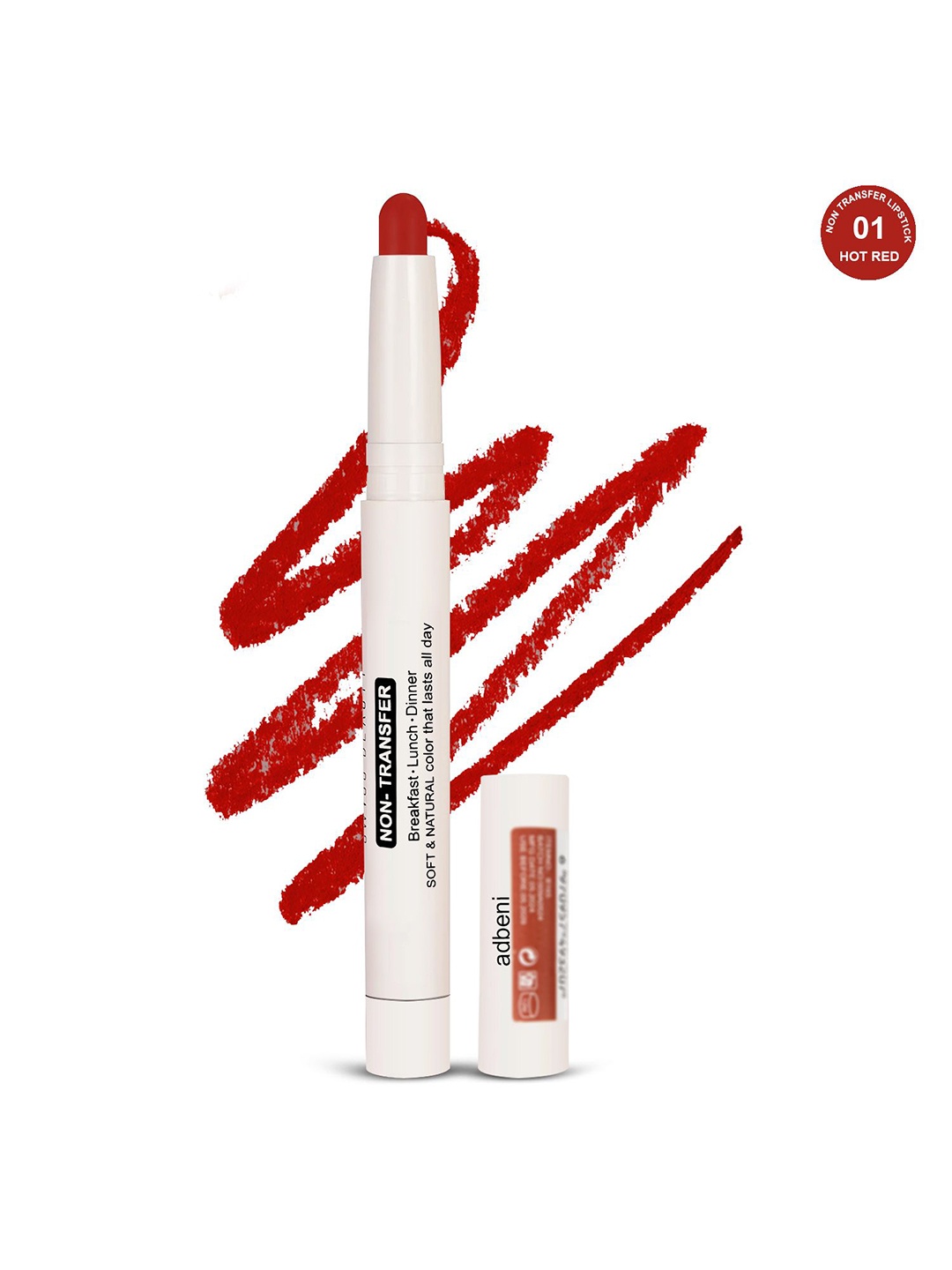 

Adbeni Non-Transfer Waterproof Matte Lip Crayon Lipstick - 3 ml - Hot Red - 01