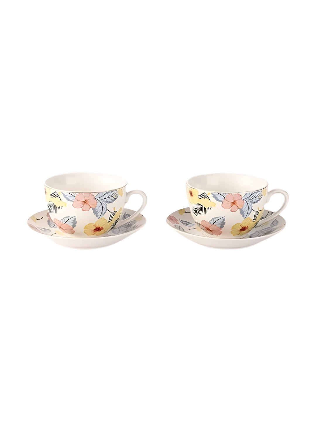 

Shreedah White and Pink 2 Pieces Floral Printed Cups & Saucer 300 ml Each