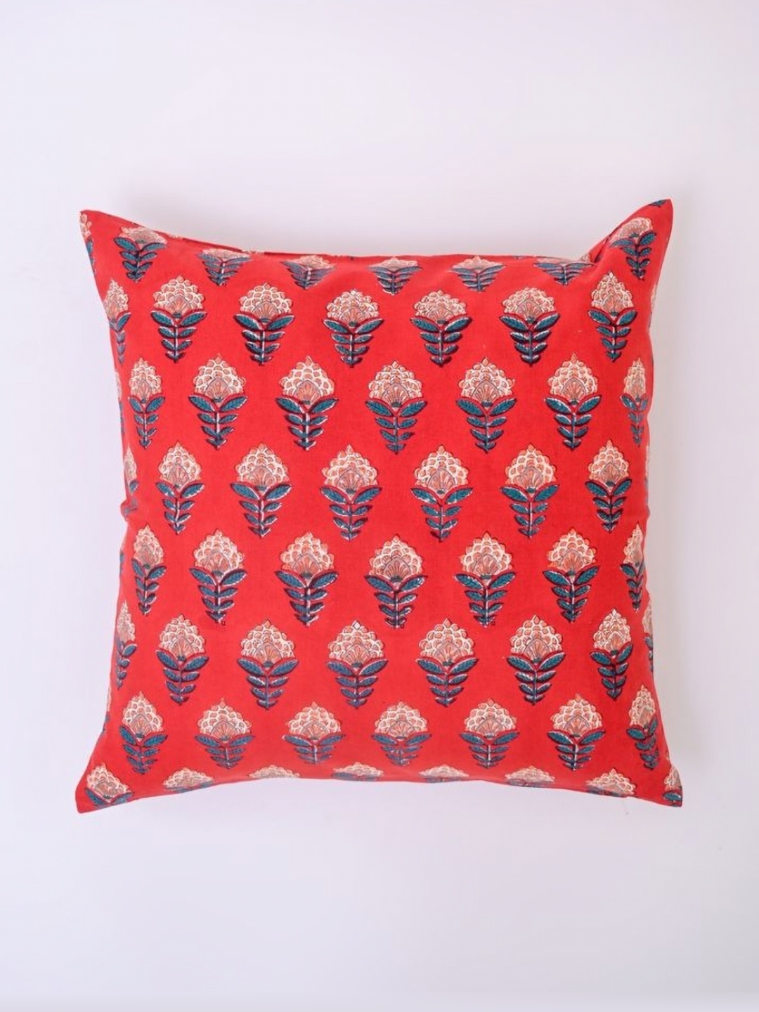 

Block N Style Verdandi Red & Blue Floral Printed Cotton Square Cushion Cover