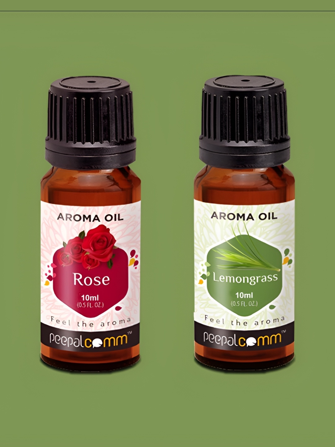 

PEEPALCOMM 2-Pcs Black Lemongrass & Rose Aroma Oils - 10 ml