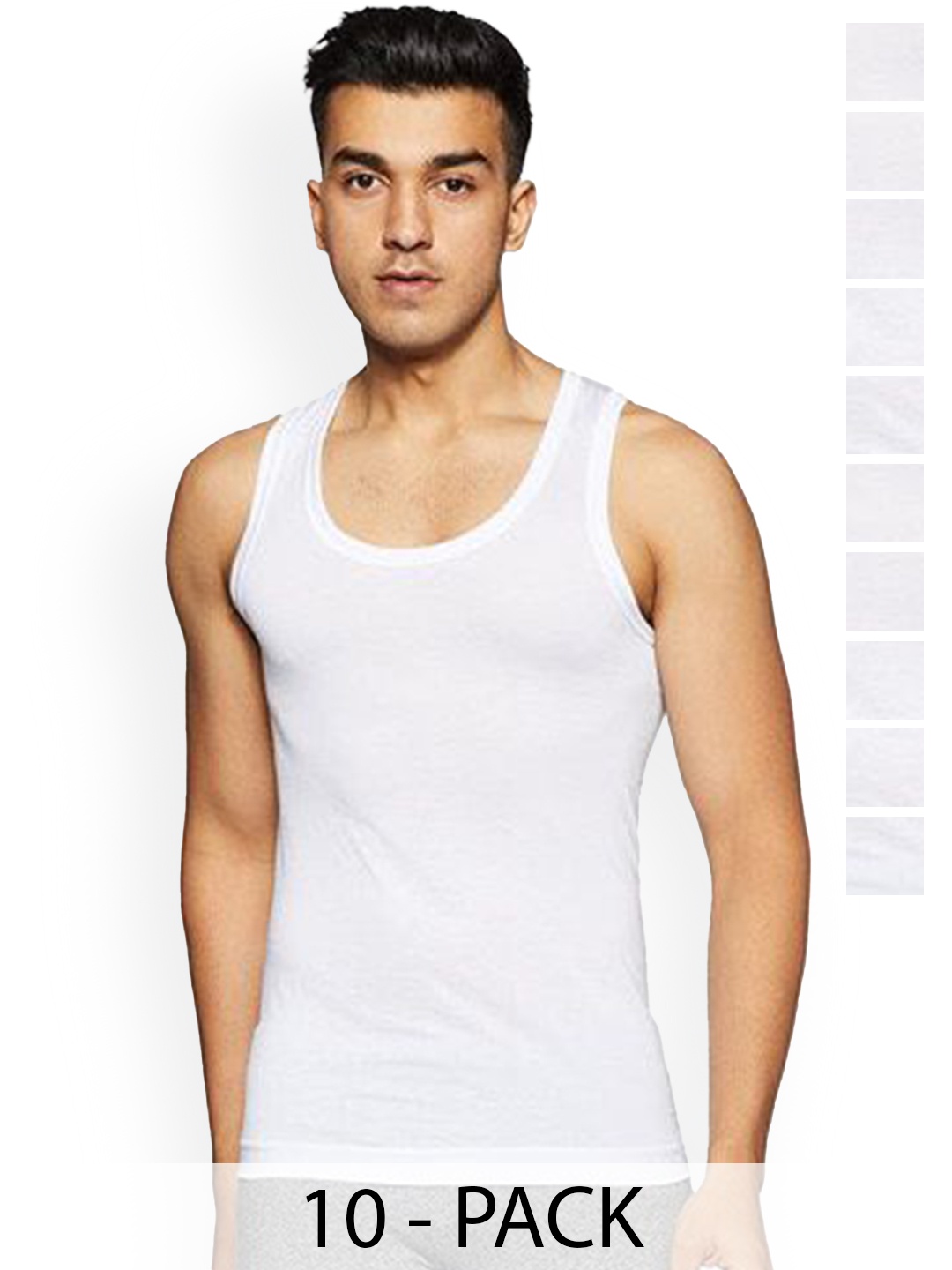 

Rupa Pack Of 10 Pure Cotton Undershirt Vests Frontline-Air-Whit-RN-10-75, White