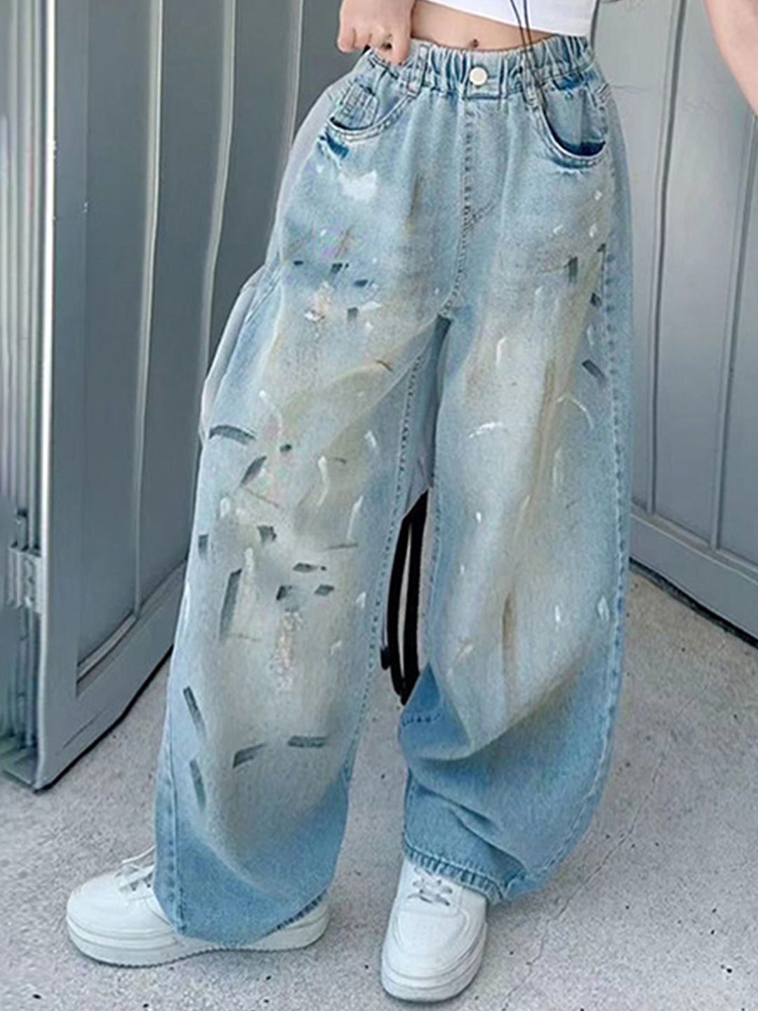 

LULU & SKY Girls High-Rise Highly Distressed Heavy Fade Jeans, Blue
